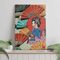 Japanese Geisha Katana Canvas Wall Art Japan Sensu Seigaiha Pattern LT14 - Polynesian Pride