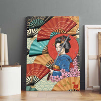 Japanese Geisha Katana Canvas Wall Art Japan Sensu Seigaiha Pattern LT14 - Polynesian Pride