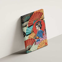 Japanese Geisha Katana Canvas Wall Art Japan Sensu Seigaiha Pattern LT14 - Polynesian Pride