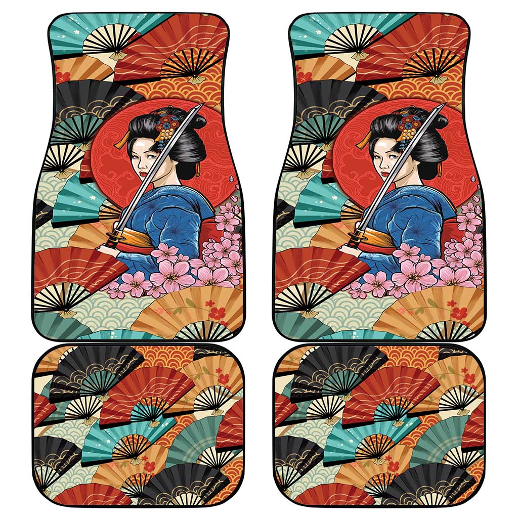 Japanese Geisha Katana Car Mats Japan Sensu Seigaiha Pattern LT14 - Polynesian Pride