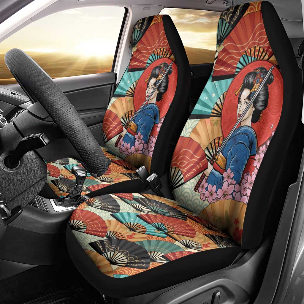 Japanese Geisha Katana Car Seat Cover Japan Sensu Seigaiha Pattern LT14 - Polynesian Pride