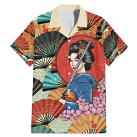 Japanese Geisha Katana Family Matching Mermaid Dress and Hawaiian Shirt Japan Sensu Seigaiha Pattern - Polynesian Pride