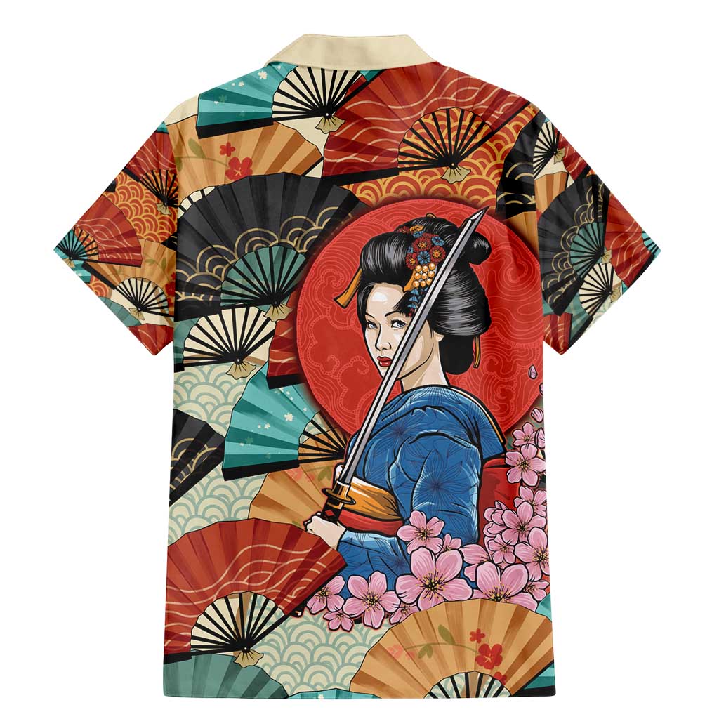 Japanese Geisha Katana Family Matching Mermaid Dress and Hawaiian Shirt Japan Sensu Seigaiha Pattern - Polynesian Pride