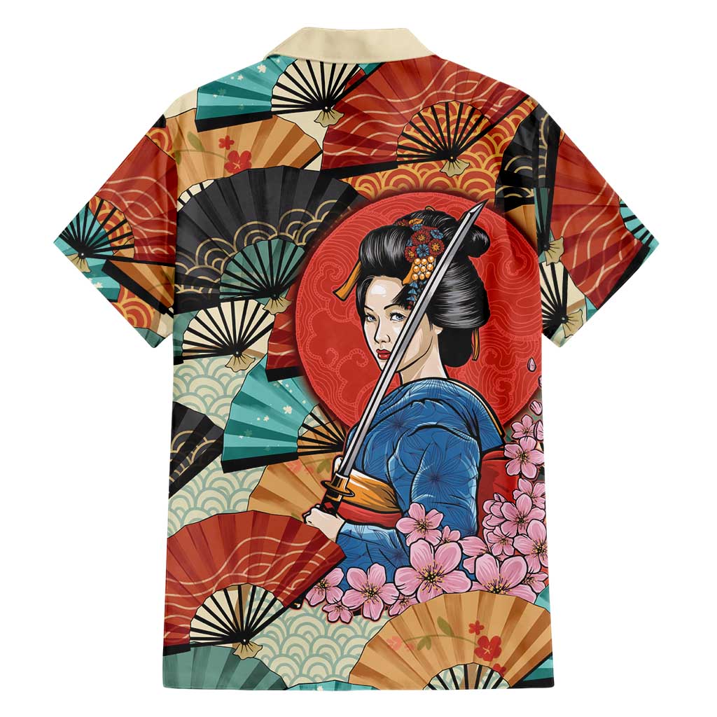 Japanese Geisha Katana Family Matching Puletasi and Hawaiian Shirt Japan Sensu Seigaiha Pattern - Polynesian Pride