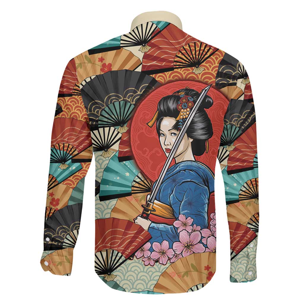 Japanese Geisha Katana Family Matching Puletasi and Hawaiian Shirt Japan Sensu Seigaiha Pattern - Polynesian Pride
