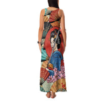Japanese Geisha Katana Family Matching Tank Maxi Dress and Hawaiian Shirt Japan Sensu Seigaiha Pattern - Polynesian Pride