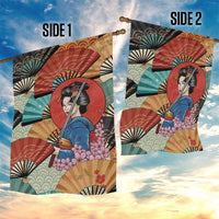 Japanese Geisha Katana Garden Flag Japan Sensu Seigaiha Pattern LT14 - Polynesian Pride