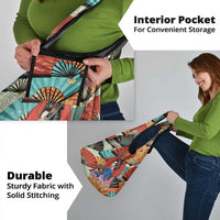 Japanese Geisha Katana Grocery Bag Japan Sensu Seigaiha Pattern LT14 - Polynesian Pride