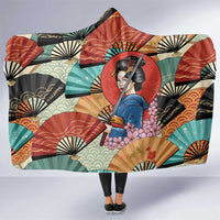 Japanese Geisha Katana Hooded Blanket Japan Sensu Seigaiha Pattern LT14 One Size Multicolor - Polynesian Pride