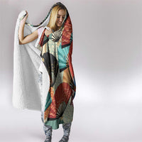 Japanese Geisha Katana Hooded Blanket Japan Sensu Seigaiha Pattern LT14 - Polynesian Pride