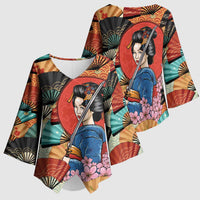 Japanese Geisha Katana Kimono Sleeve Blouse Japan Sensu Seigaiha Pattern LT14 - Polynesian Pride