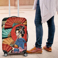 Japanese Geisha Katana Luggage Cover Japan Sensu Seigaiha Pattern - Polynesian Pride