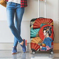 Japanese Geisha Katana Luggage Cover Japan Sensu Seigaiha Pattern - Polynesian Pride