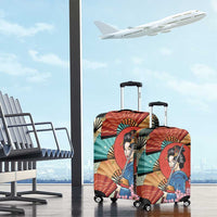 Japanese Geisha Katana Luggage Cover Japan Sensu Seigaiha Pattern - Polynesian Pride
