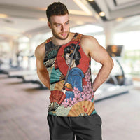 Japanese Geisha Katana Men Tank Top Japan Sensu Seigaiha Pattern - Polynesian Pride