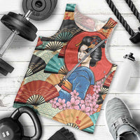 Japanese Geisha Katana Men Tank Top Japan Sensu Seigaiha Pattern - Polynesian Pride