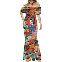Japanese Geisha Katana Mermaid Dress Japan Sensu Seigaiha Pattern LT14 - Polynesian Pride