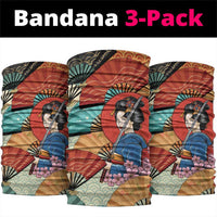 Japanese Geisha Katana Neck Gaiter Japan Sensu Seigaiha Pattern LT14 package One Size: 25*50cm Multicolor - Polynesian Pride