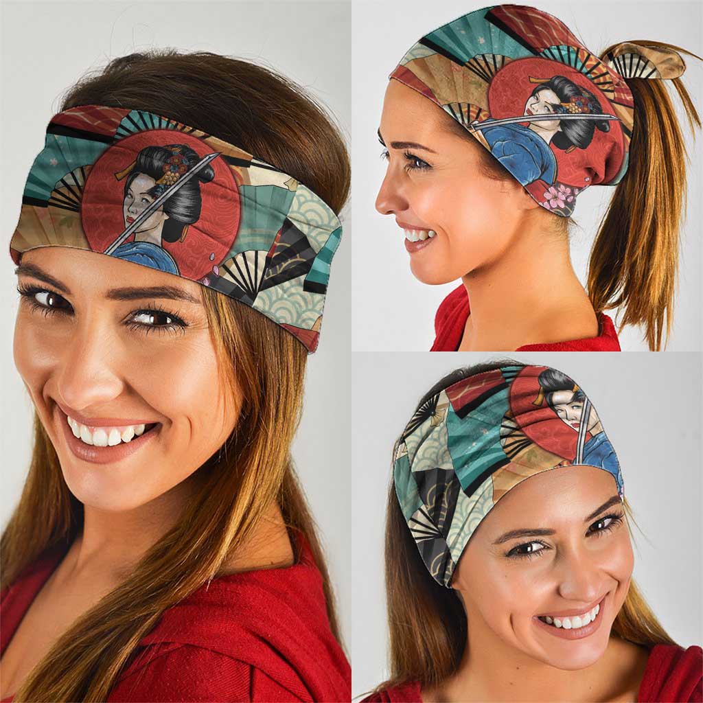 Japanese Geisha Katana Neck Gaiter Japan Sensu Seigaiha Pattern LT14 - Polynesian Pride