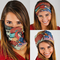 Japanese Geisha Katana Neck Gaiter Japan Sensu Seigaiha Pattern LT14 - Polynesian Pride
