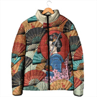 Japanese Geisha Katana Padded Jacket Japan Sensu Seigaiha Pattern LT14 - Polynesian Pride