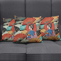 Japanese Geisha Katana Pillow Cover Japan Sensu Seigaiha Pattern LT14 - Polynesian Pride
