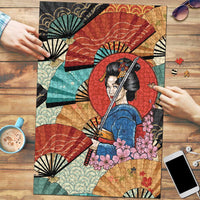 Japanese Geisha Katana Puzzle Japan Sensu Seigaiha Pattern LT14 Multicolor - Polynesian Pride