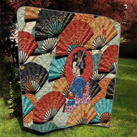 Japanese Geisha Katana Quilt Japan Sensu Seigaiha Pattern - Polynesian Pride