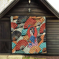 Japanese Geisha Katana Quilt Japan Sensu Seigaiha Pattern - Polynesian Pride