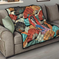 Japanese Geisha Katana Quilt Japan Sensu Seigaiha Pattern - Polynesian Pride