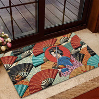 Japanese Geisha Katana Rubber Doormat Japan Sensu Seigaiha Pattern LT14 - Polynesian Pride