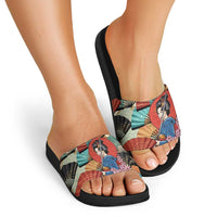 Japanese Geisha Katana Slide Sandals Japan Sensu Seigaiha Pattern LT14 - Polynesian Pride
