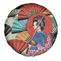 Japanese Geisha Katana Spare Tire Cover Japan Sensu Seigaiha Pattern LT14 - Polynesian Pride