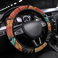 Japanese Geisha Katana Steering Wheel Cover Japan Sensu Seigaiha Pattern LT14 Universal Fit Multicolor - Polynesian Pride