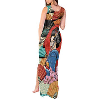 Japanese Geisha Katana Tank Maxi Dress Japan Sensu Seigaiha Pattern LT14 - Polynesian Pride
