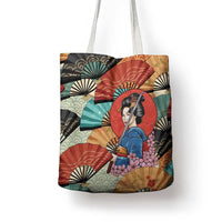 Japanese Geisha Katana Tote Bag Japan Sensu Seigaiha Pattern LT14 - Polynesian Pride