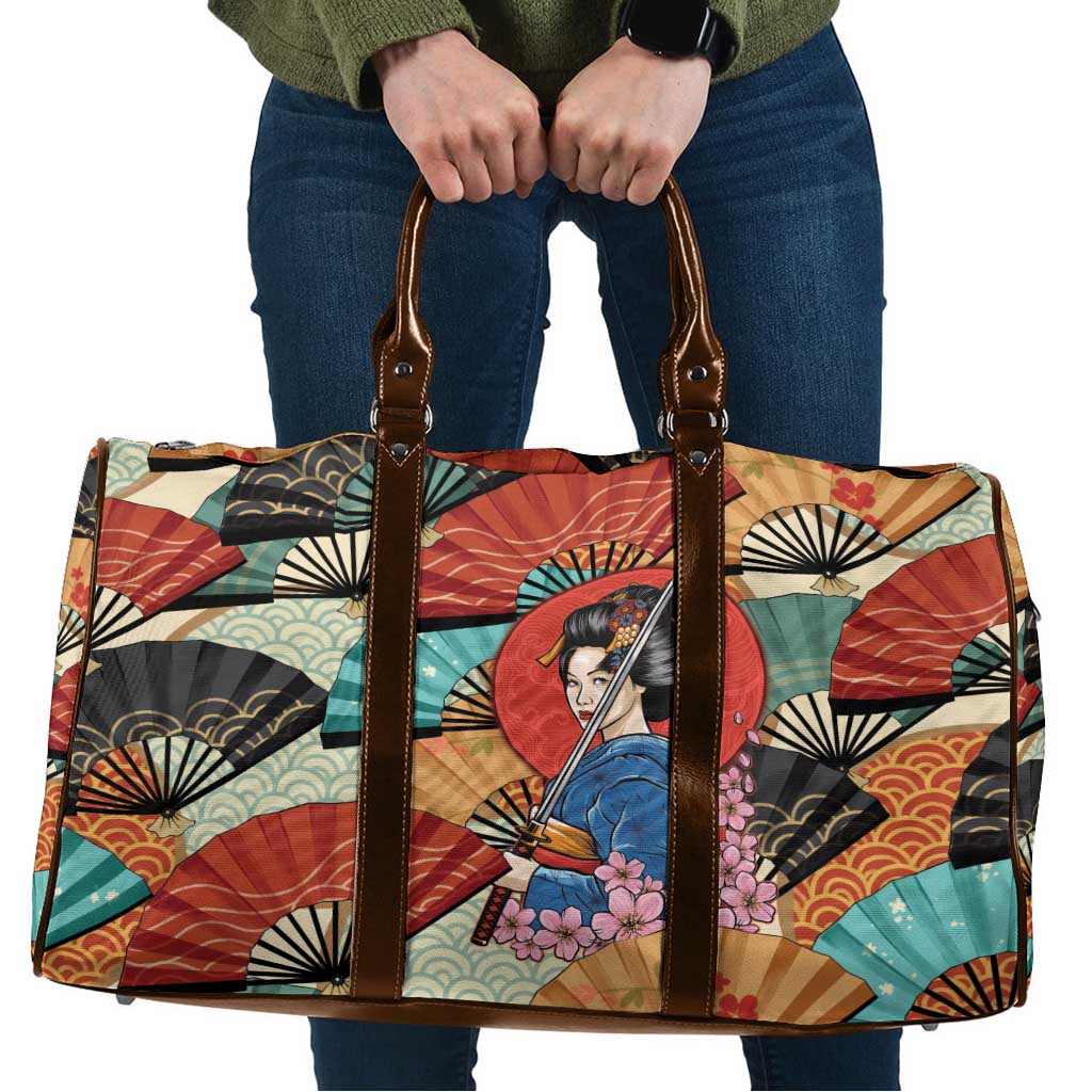 Japanese Geisha Katana Travel Bag Japan Sensu Seigaiha Pattern LT14 Multicolor - Polynesian Pride