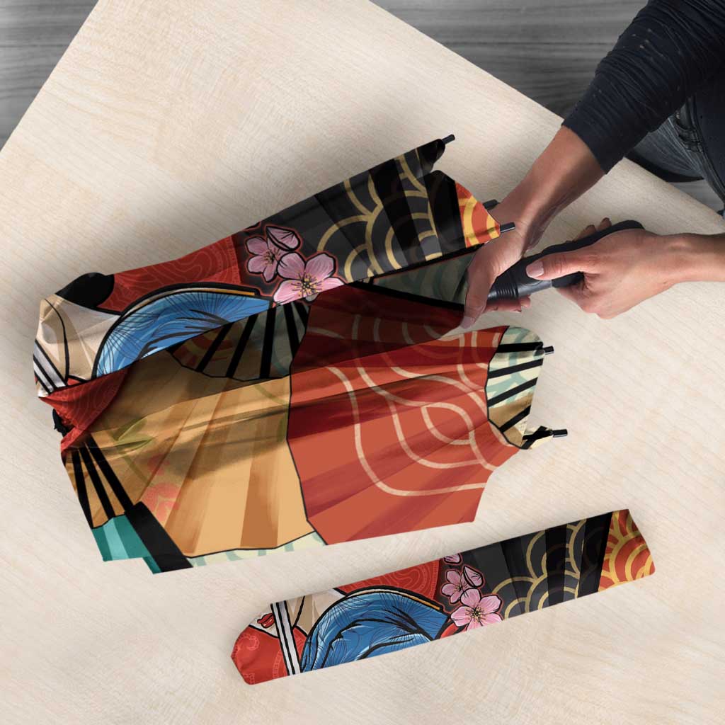 Japanese Geisha Katana Umbrella Japan Sensu Seigaiha Pattern LT14 - Polynesian Pride