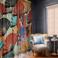 Japanese Geisha Katana Window Curtain Japan Sensu Seigaiha Pattern LT14 - Polynesian Pride