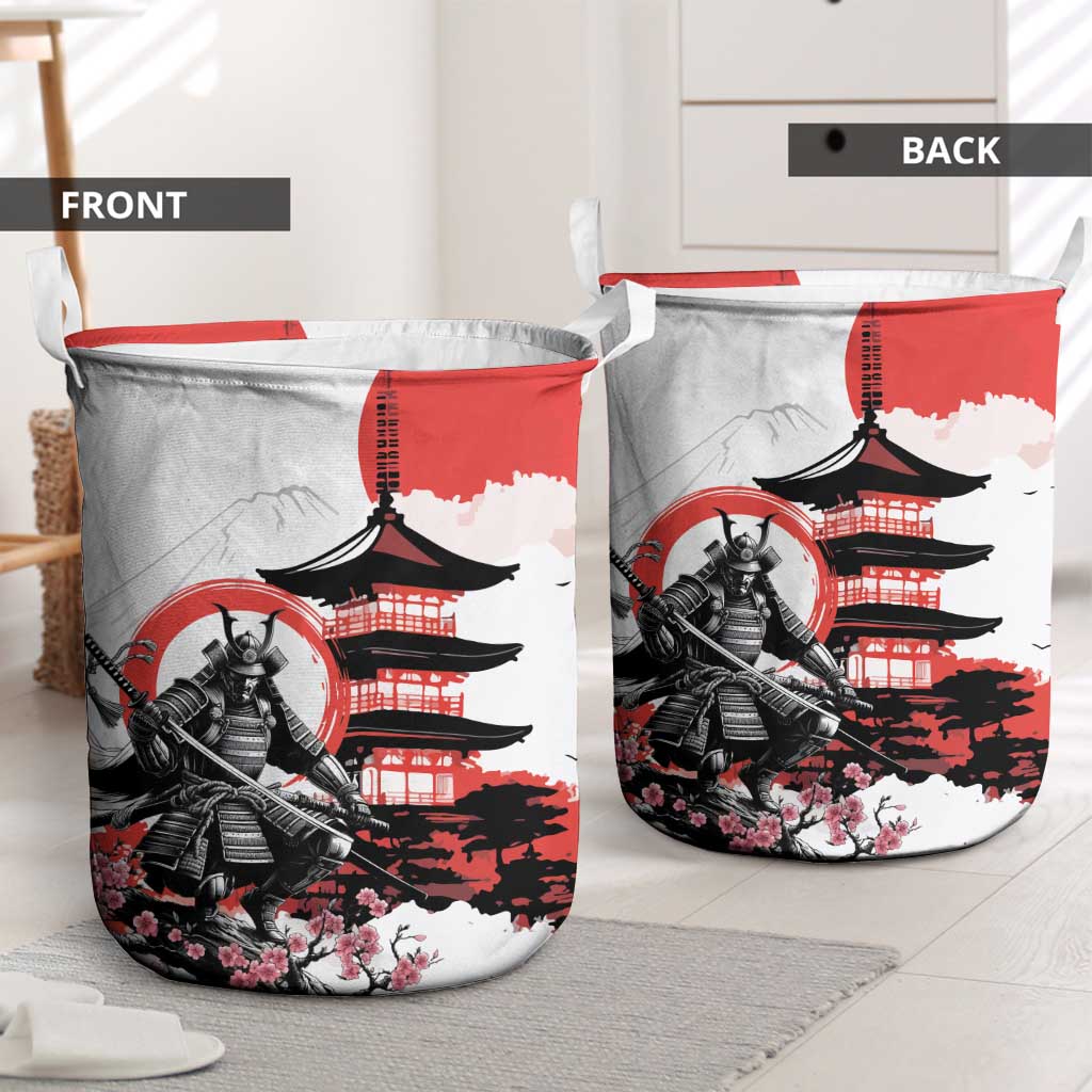 Japanese Samurai Warrior Enso Laundry Basket Japan Pagoda Sakura Watercolor LT14 - Polynesian Pride
