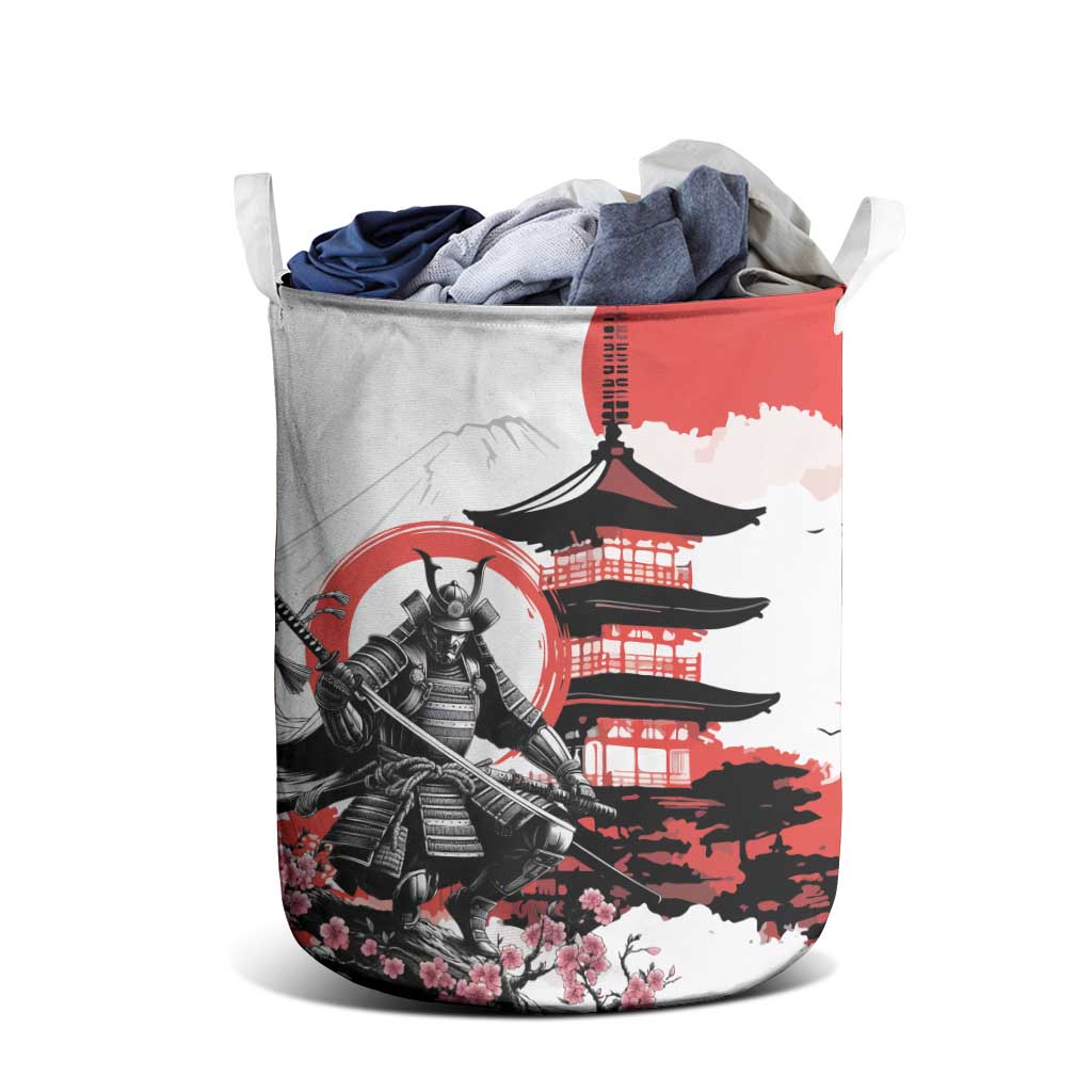 Japanese Samurai Warrior Enso Laundry Basket Japan Pagoda Sakura Watercolor LT14 - Polynesian Pride