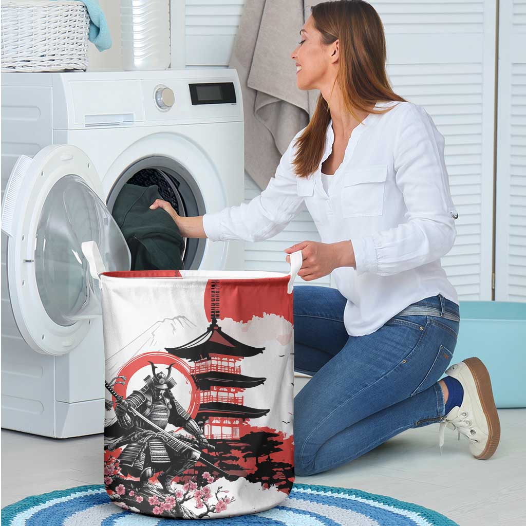 Japanese Samurai Warrior Enso Laundry Basket Japan Pagoda Sakura Watercolor LT14 - Polynesian Pride