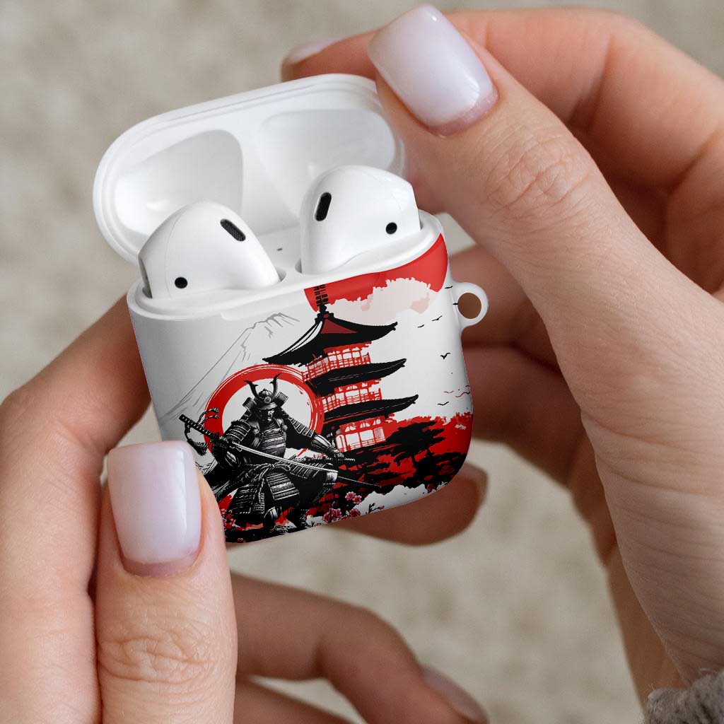 Japanese Samurai Warrior Enso AirPods Case Japan Pagoda Sakura Watercolor LT14 - Polynesian Pride