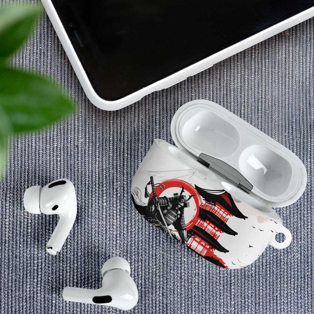 Japanese Samurai Warrior Enso AirPods Case Japan Pagoda Sakura Watercolor LT14 - Polynesian Pride