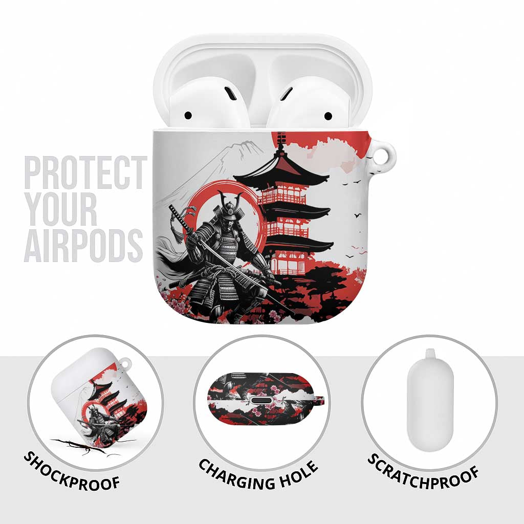 Japanese Samurai Warrior Enso AirPods Case Japan Pagoda Sakura Watercolor LT14 - Polynesian Pride