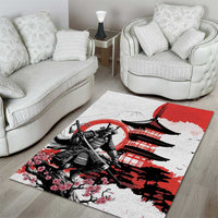 Japanese Samurai Warrior Enso Area Rug Japan Pagoda Sakura Watercolor LT14 - Polynesian Pride