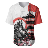 Japanese Samurai Warrior Enso Baseball Jersey Japan Pagoda Sakura Watercolor LT14 White - Polynesian Pride