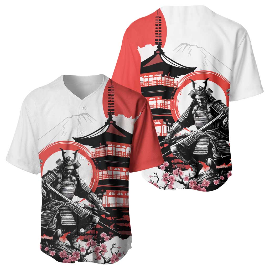 Japanese Samurai Warrior Enso Baseball Jersey Japan Pagoda Sakura Watercolor LT14 - Polynesian Pride