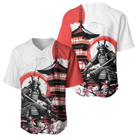 Japanese Samurai Warrior Enso Baseball Jersey Japan Pagoda Sakura Watercolor LT14 - Polynesian Pride