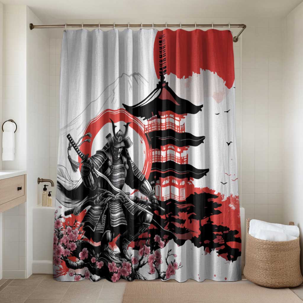 Japanese Samurai Warrior Enso Bathroom Set Japan Pagoda Sakura Watercolor - Polynesian Pride